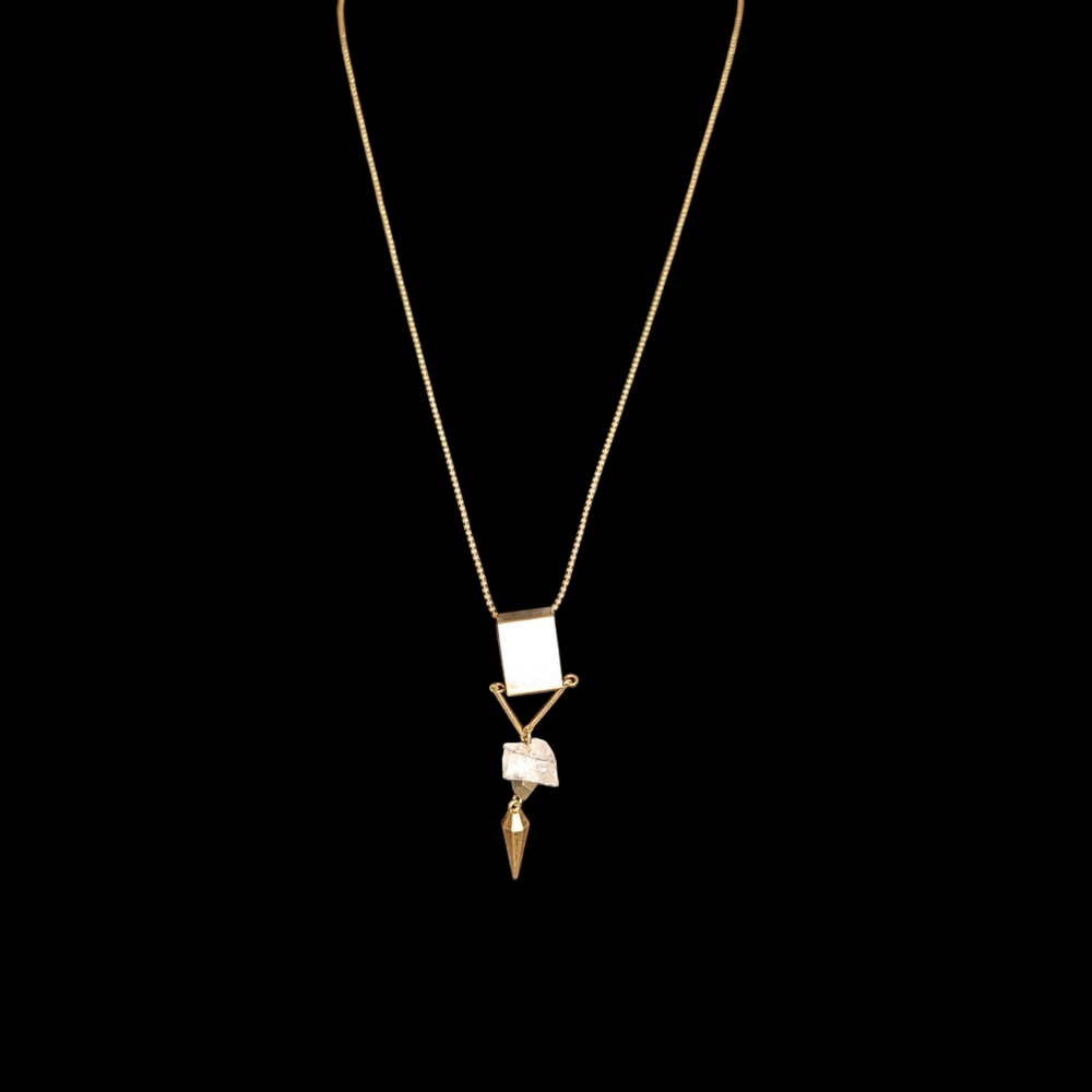 Intro. Gold and White Geometric Necklace